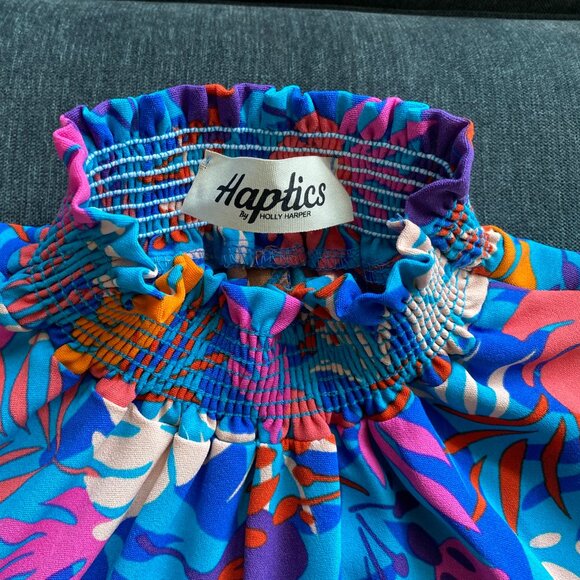 NWOT Haptics by Holly Harper Mock Neck Tank, Bright Tropical Floral, Size S - Picture 5 of 6